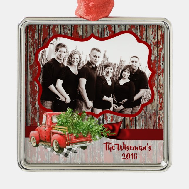 Personlig jul Wood Lastbil PHOTO Ornament (Framsidan)
