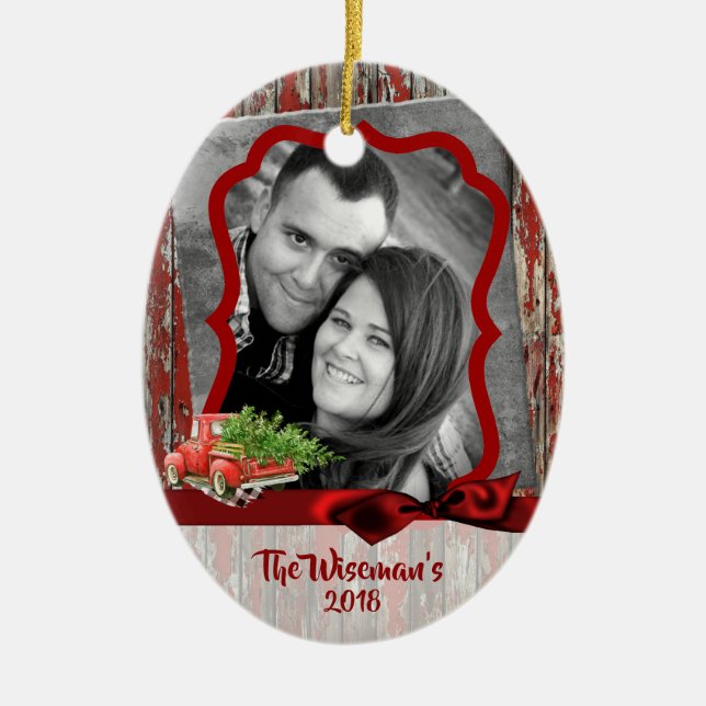 Personlig jul Wood Lastbil PHOTO Ornament (Framsidan)