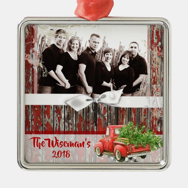 Personlig jul Wood Lastbil PHOTO Ornament (Framsidan)
