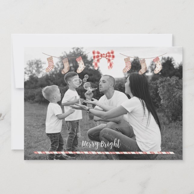 Personlig Julafton Card med sockor Inbjudningar (Framsida)