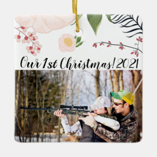 Personlig JULAFTON Ornament Baby Rosa Cosmos på Wh
