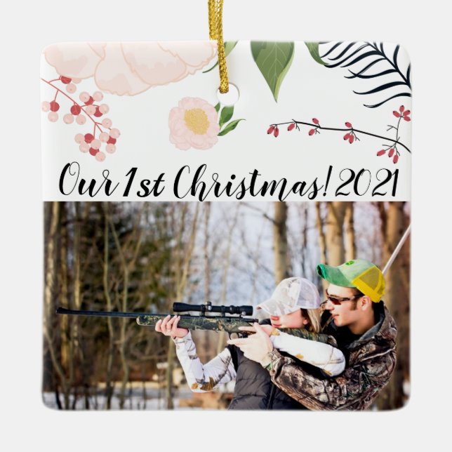 Personlig JULAFTON Ornament Baby Rosa Cosmos på Wh (Framsida)