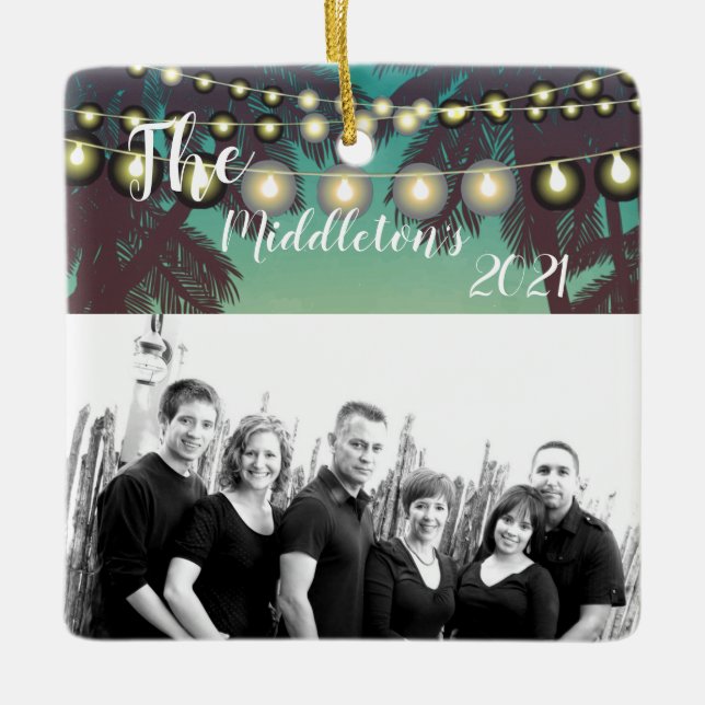 Personlig JULAFTON Ornament Beach Sunset Handflata (Framsida)