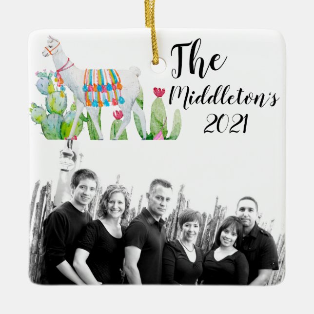 Personlig JULAFTON Ornament Boho Llama Bohemian Ca (Framsida)