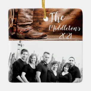 Personlig JULAFTON Ornament CowboyBoots Barn Wood
