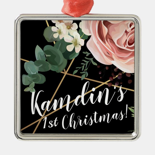 Personlig JULAFTON Ornament Geometric Garden Black (Framsidan)