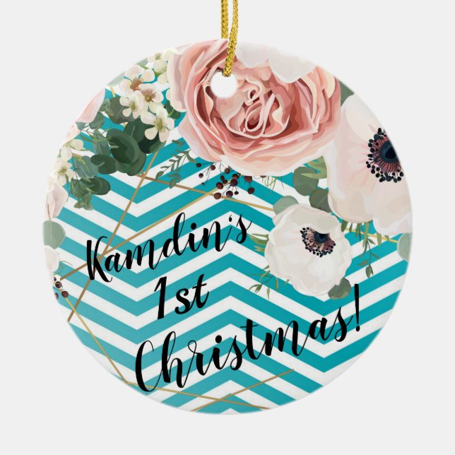 Personlig JULAFTON Ornament Geometric Ro Chevron (Framsidan)