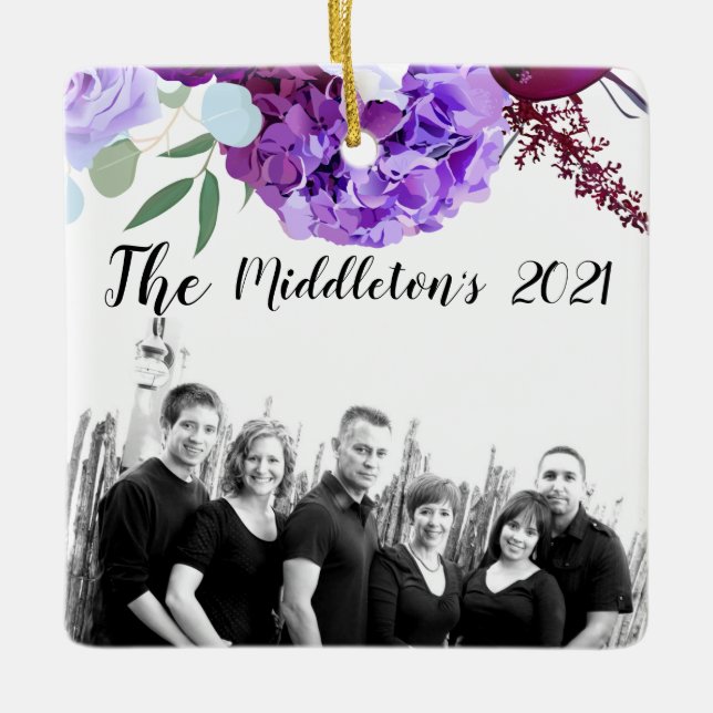 Personlig JULAFTON Ornament Lavender Hibiscus på W (Framsida)