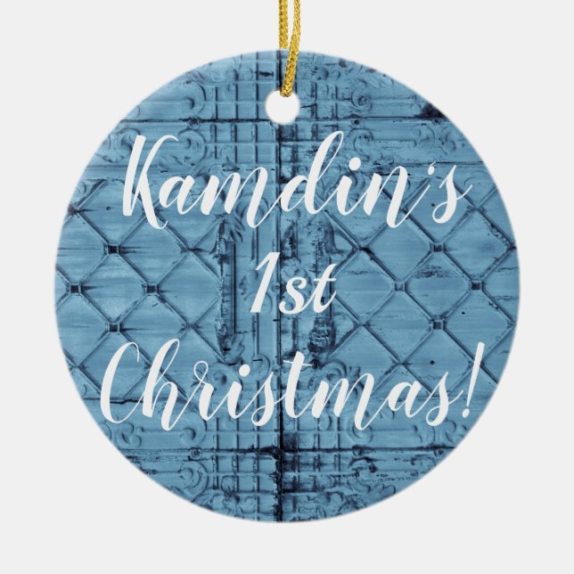 Personlig JULAFTON Ornament Rustic Tin Panel Ceili (Framsidan)