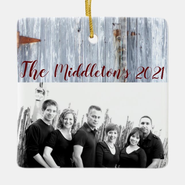 Personlig JULAFTON Ornament White Tvättar Wood Bar (Framsida)