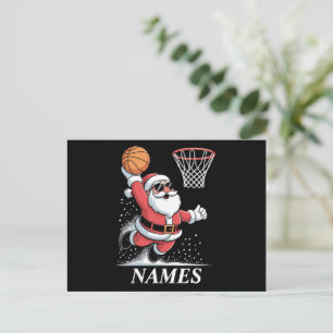 Personlig Julafton Santa Dunking Basketball Helg Vykort