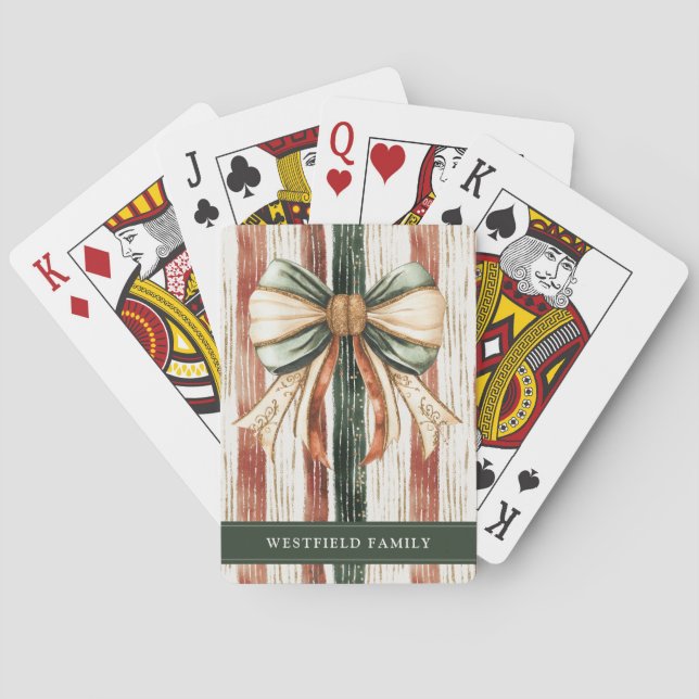 Personlig julbakgrund med rustika ränder casinokort (Baksidan)