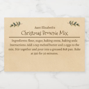 Personlig julbakmix för brownies Enkel Mat Etiketter