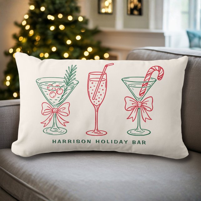 Personlig julbar jul lumbarkudde (Personalized Holiday Bar Christmas Lumbar Pillow)