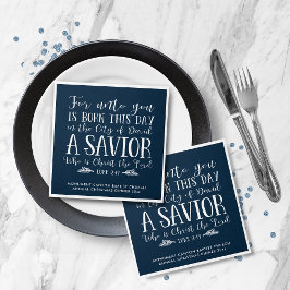 Personlig Julbibel Verse Typography Blue Pappersservett