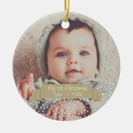 Personlig julbild för bebis första jul julgransprydnad keramik
