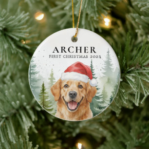 Personlig julbild för hund första julen valp julgransprydnad keramik