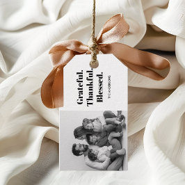 Personlig julbild på familjen Thanksgiving Presentetikett