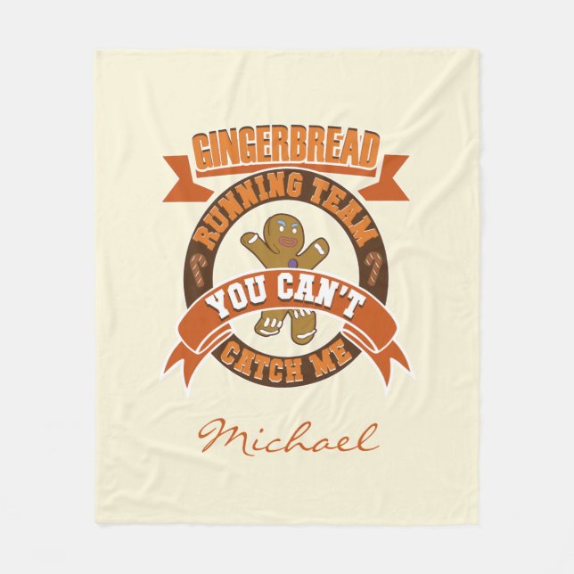 Personlig Julbrödrott Runteam Fleecefilt (Framsidan)