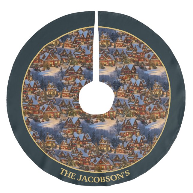 Personlig Julbyn Träd Skirt Julgransmatta Borstad Polyester (Framsidan)