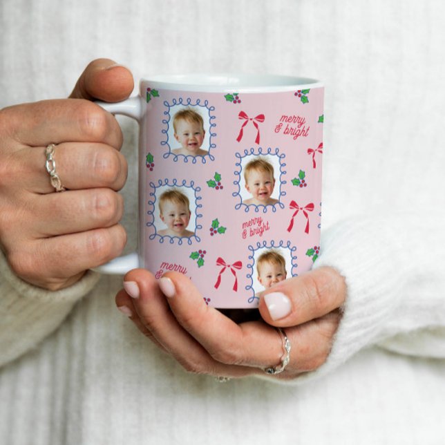 Personlig julcollage med bebisens ansikte  kaffemugg (Skapare uppladdad)