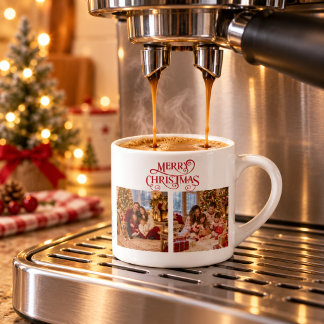 Personlig julcollage med familjefoton espressomugg