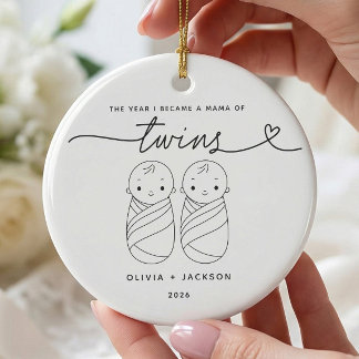 Personlig juldekoration för ny tvillingmamma