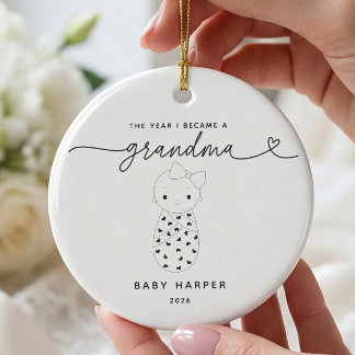 Personlig juldekoration för nya mormor med babyfli