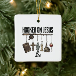 Personlig juldekoration med 'Hooked on Jesus'