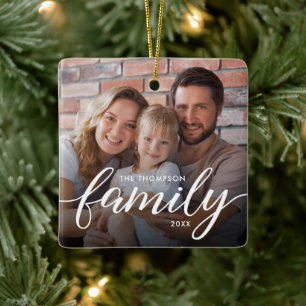 Personlig juldekoration med modern familjefoto och