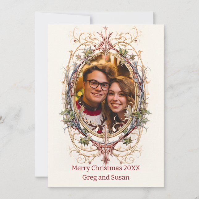 Personlig Juldekorativ oval Julkort (Framsida)