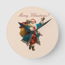 Personlig juldesign med vintage Santa Rund Klocka