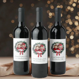 Personlig Julens andedräktighetsetikett med foto Vinflaska Etikett