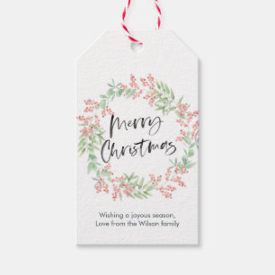 Personlig Juletiketter blommigt utandning Presentetikett
