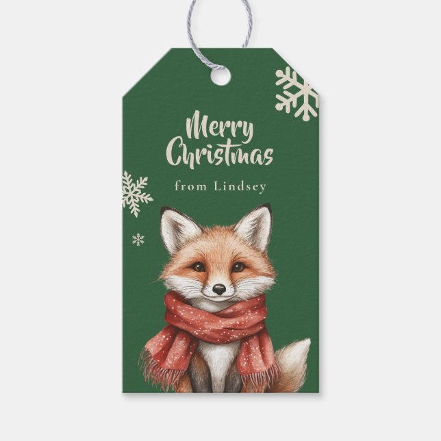 Personlig Juletiketter med Fox Presentetikett (Framsidan)