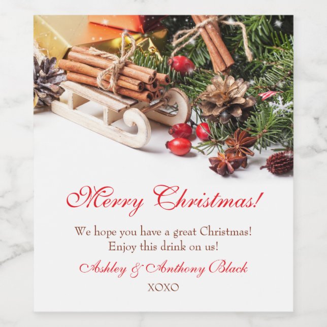 Personlig Juletiketter Vin | Helgdag Decor Vinflaska Etikett (Singel etikett)