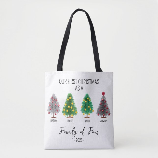 Personlig julfamilj Träd Tote Bag Tygkasse (Framsida)