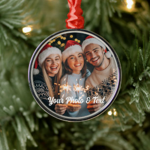 Personlig julfamiljefotoornament 2025 julgransprydnad metall