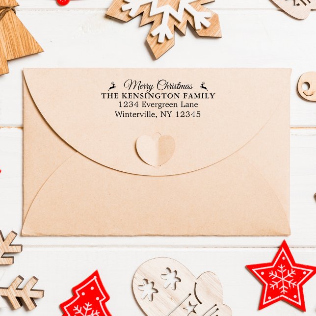 Personlig Julfamiljen Adress Rubber Frimärke Självfärgande Stämpel (Personalized Christmas Family Address Rubber Stamp)