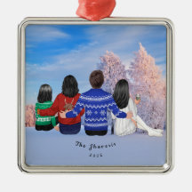 Personlig Julfamiljen Mamma Pappa döttrar
