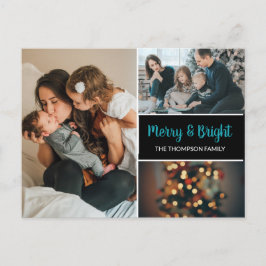 Personlig Julfamiljens fotokollage Meddelande Vykort