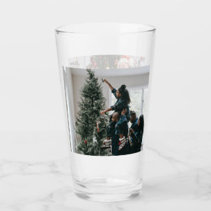 Personlig julfamiljfoto med två sidor glaskopp