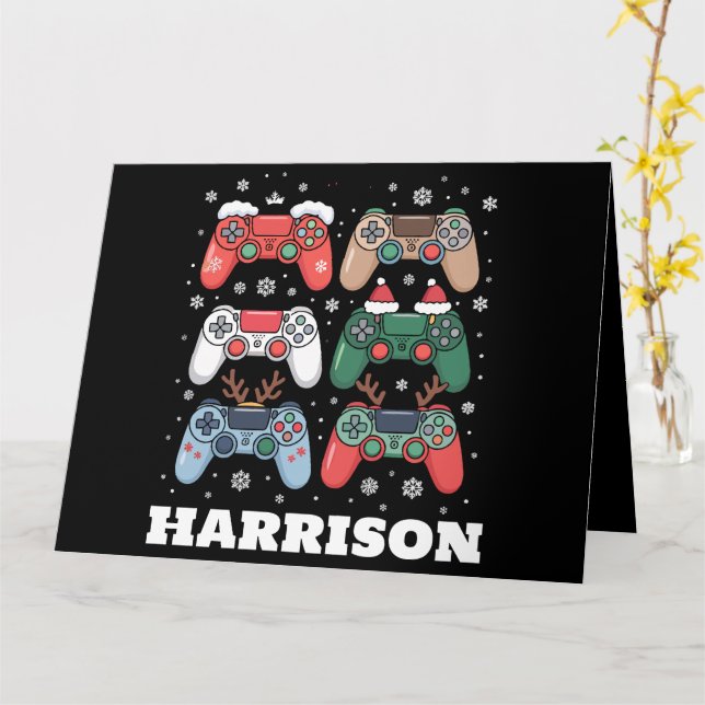 Personlig julfarbrädspelkontroller Gamer jul Kort (Gul blomma)