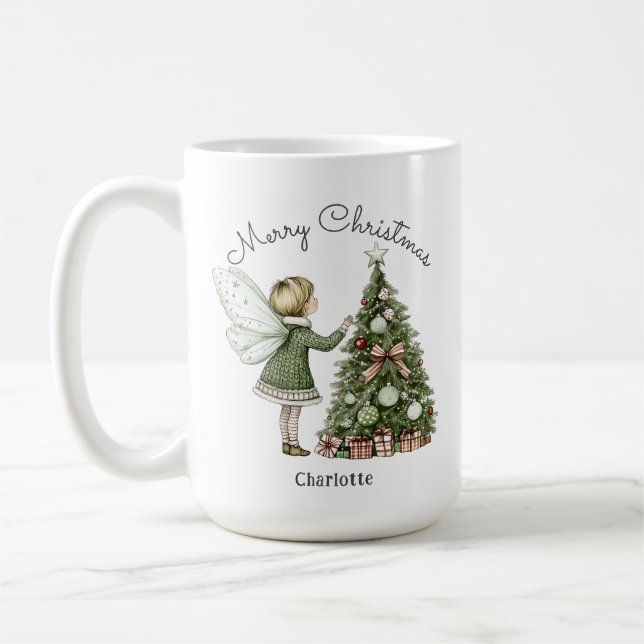 Personlig Julféer Decoration Träd Kaffemugg (Vänster)