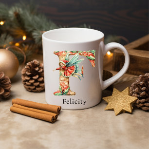 Personlig julfémonogram initial F Kaffemugg