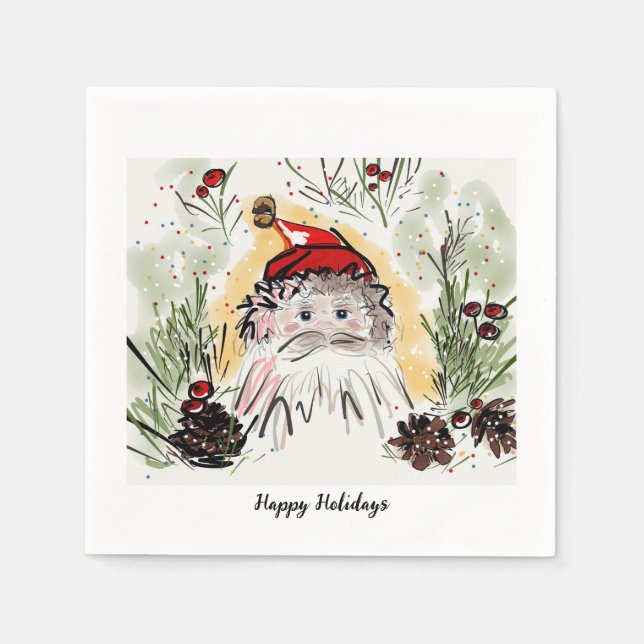 Personlig Julfest Santa Cocktail Napkins Pappersservett (Framsidan)