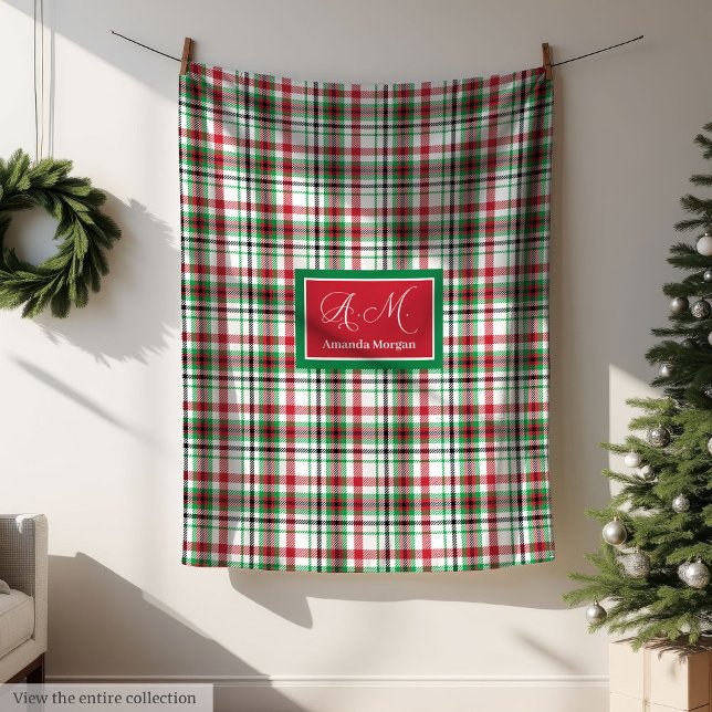 Personlig julfilt Klassisk rutmönstrad present Fleecefilt (Personalized Christmas Blanket Classic Plaid Gift)
