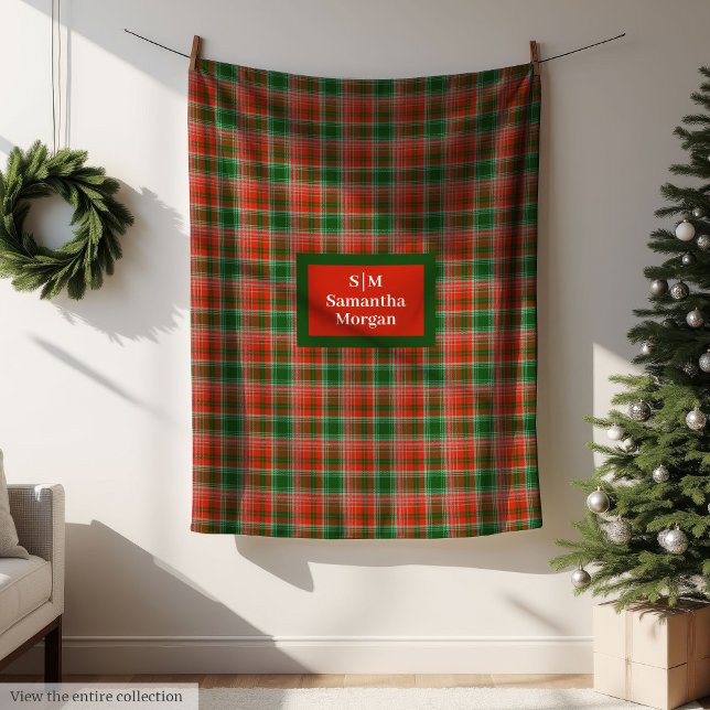 Personlig julfilt med monogram fleecefilt (Personalized Blanket Monogram Christmas Style)