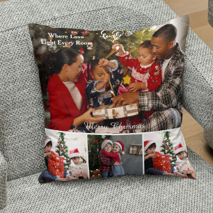 Personlig julfirande familjefoto present kudde