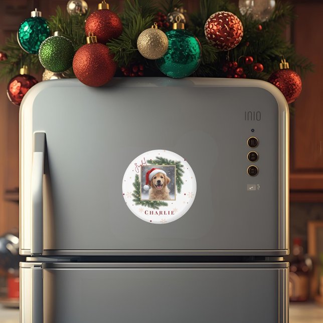 Personlig julfoto på husdjur – Julpresent Magnet (Skapare uppladdad)